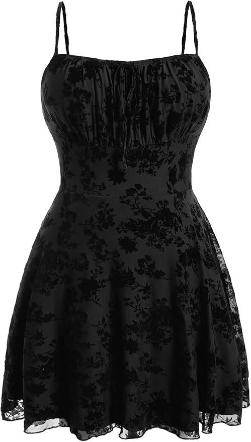 WDIRARA Women's Plus Size Cherry Print Tie Front Ruffle Hem A Line Cami Dress