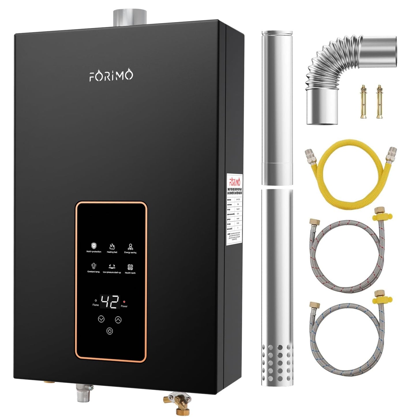 Natural Gas Tankless Water Heater, 4.74 GPM 18L Indoor,Constant propane water heater,Instant Hot Natural Gas Water Heater with Fahrenheit Digital Display,Multi-Protection
