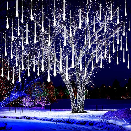 Kwaiffeo Christmas Lights Outdoor, 8 Tubes Meteor Shower Lights LED Snow Falling Icicle Cascading Light for Xmas Tree Wedd...