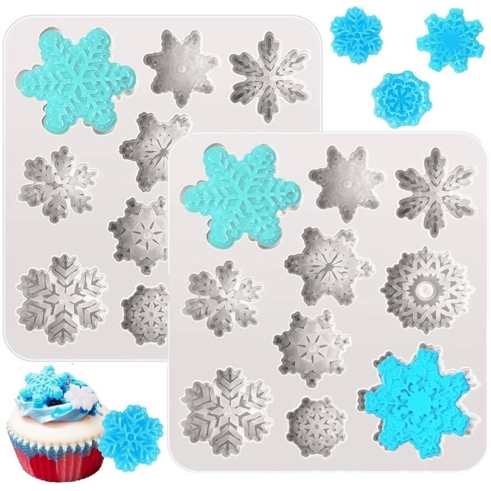 Snowflake Silicone Fondant Mold Baking Molds for Christmas Chocolate Dessert Candy Cake Decoration 2pcs