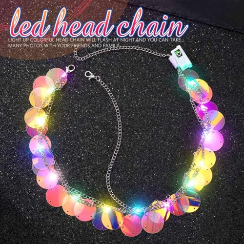Sixexey Light Up Colorful Mermaid Headband LED Ocean Sequin Hair Accessories for Women