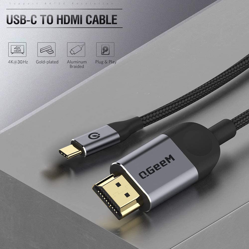 Qgeem Usb C To Hdmi Cable Adapter 10Ft 4K, Usb Type C To Hdmi Thunderbolt 3/4 Compatible For Iphone 15 Pro Max,Galaxy,Macbook Pr