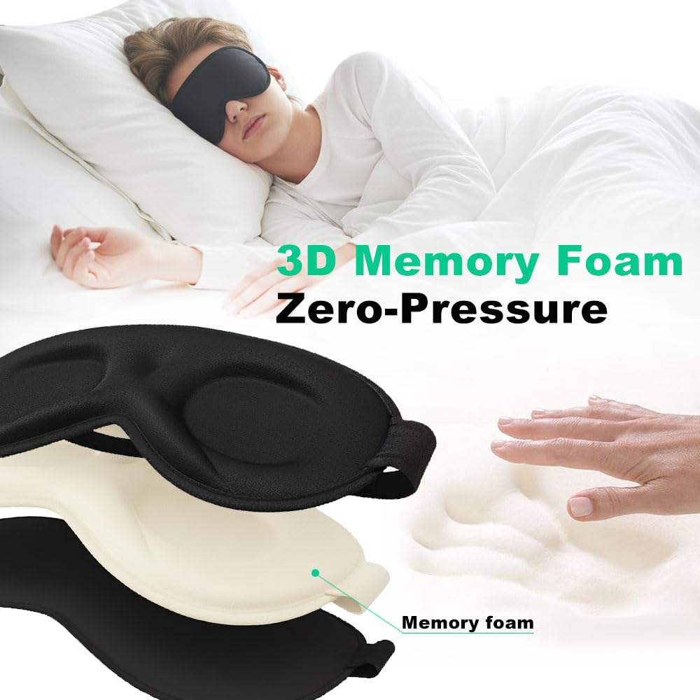 3D Sleep Mask for Kids & Teens (8-18 Years), Zero Pressure & Blackout Eye Cover - Soft Breathable, Adjustable for Travel, Night Use & Deep Sleep
