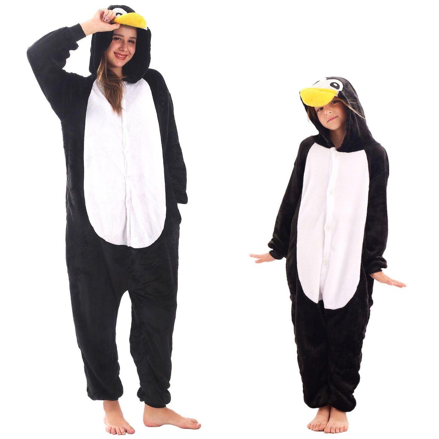 LOBUJOU Animal Hooded Onesie Costume for Kids Adults Boys Girls Halloween Easter Mens Womens Cosplay Outfit Kit Penguin 120