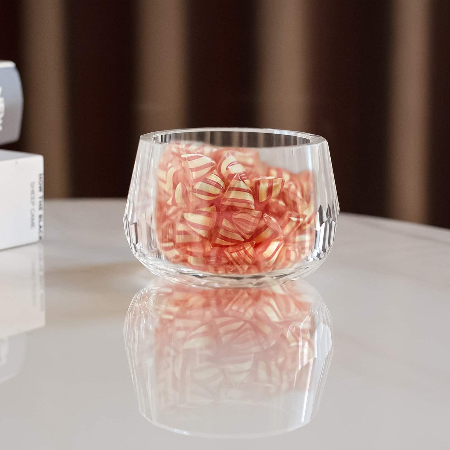DONOUCLS Crystal Candy Dish Tiny Hand-Cut Small Decorative Bowl W3.5 x H2.4 for Home Decor, Centerpieces