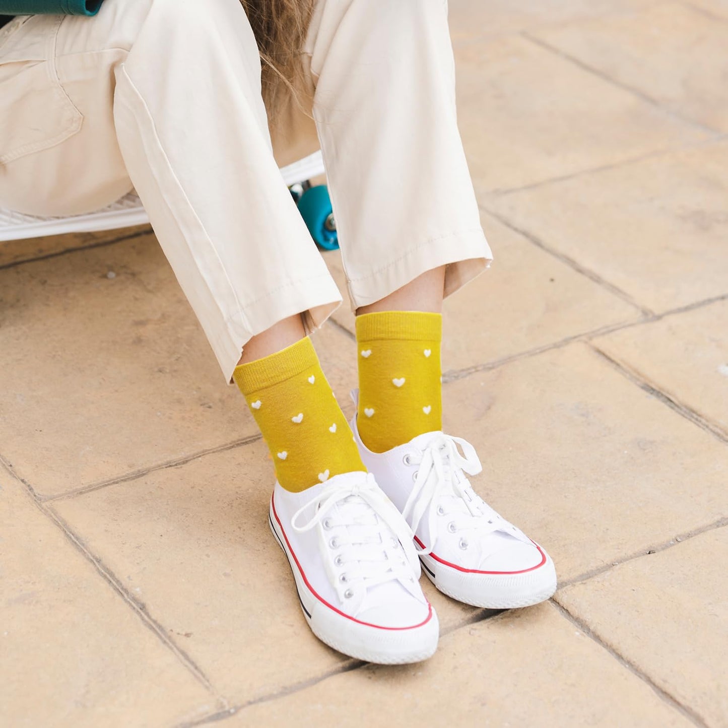 LAVIENTOES Women’s Cute Heart Pattern Crew Socks – 3 Pairs Colorful Novelty Gift Set – Soft Cotton Cozy Socks for Casual Wear