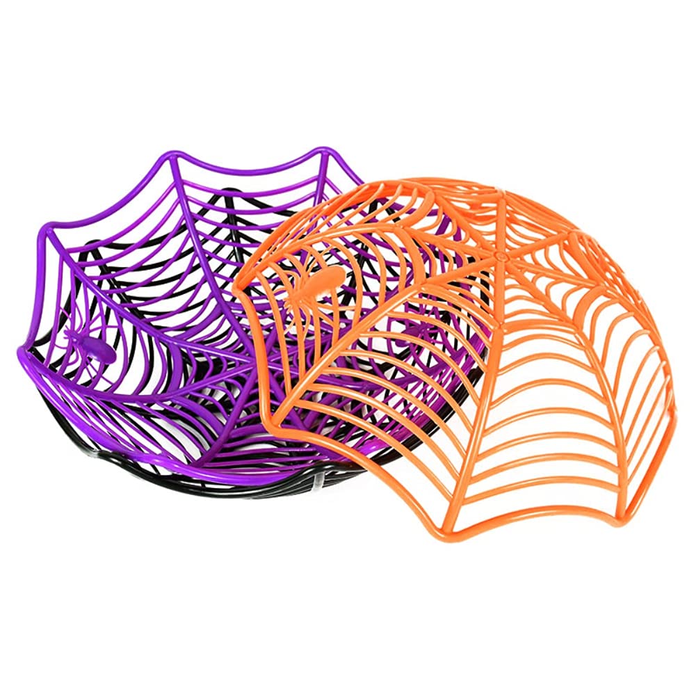 Spider Web Plastic Baskets & Bowls - Halloween Decorations - Trick or Treat Candy Holder - Party Decor