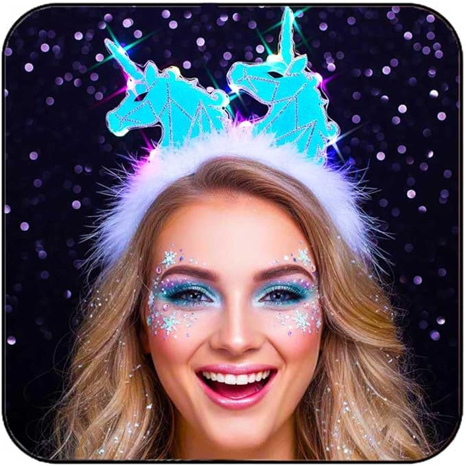 JAKAWIN Light Up Headband Glowing Headpiece Costume Hair Accessories for Women