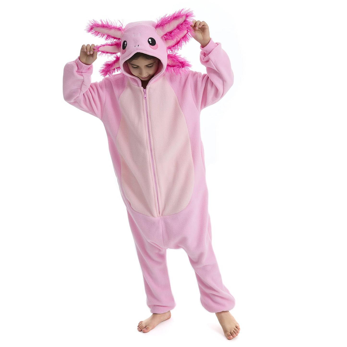 OGU' DEAL Kid's Pink Animal Onesie Costume Halloween Party Cosplay One Piece Jumpsuits Fleece Sleepwear for Girls