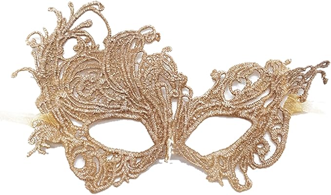 TFTSR Masquerade Masks for Women Couples & Men - Venetian Dress & Mardi Gras Mask in Gold & Black Lace Adults Party Costume