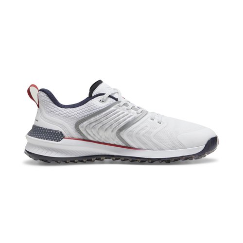 pumagolf Puma X Volition Ignite Innovate Golf Shoe, Puma White-DEEP Navy-Strong RED, 9.5