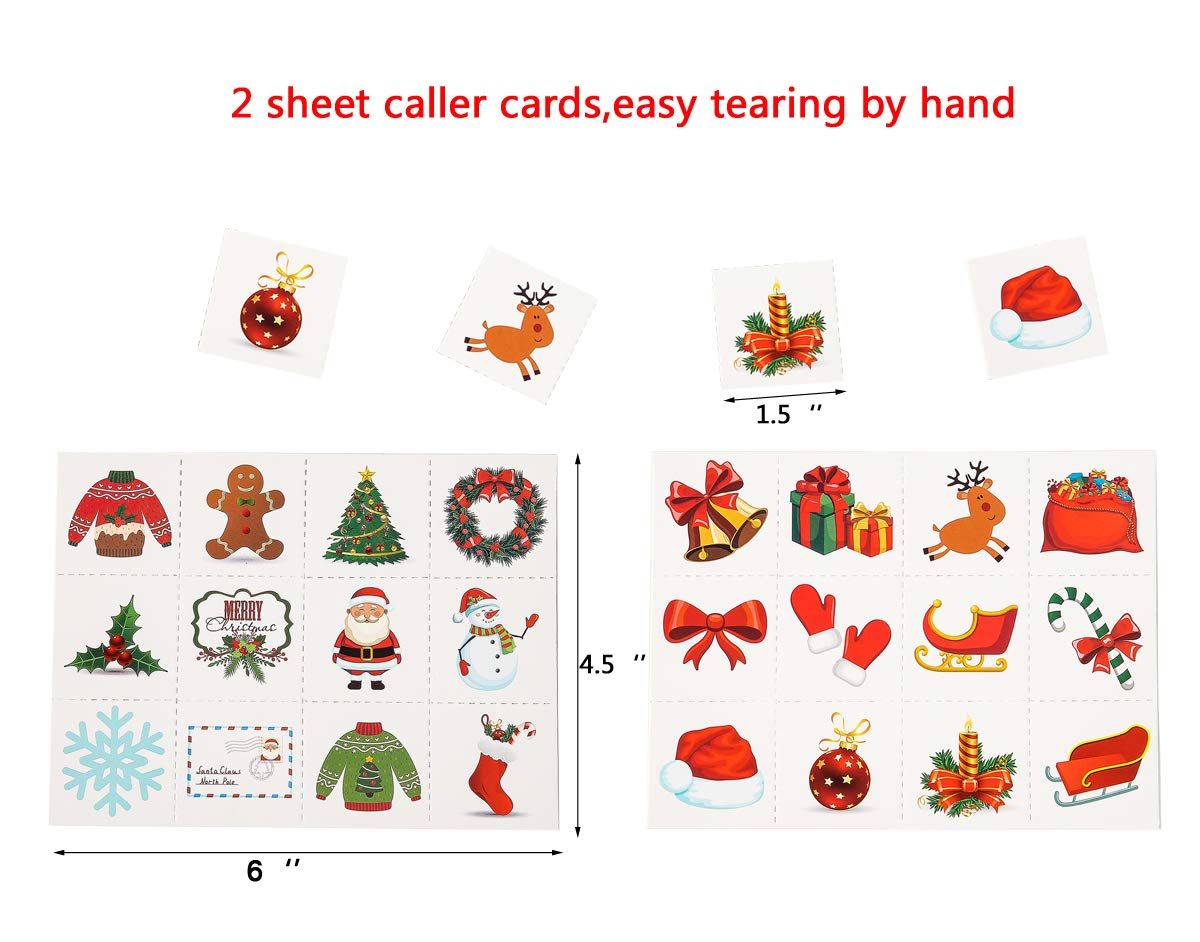 MISS FANTASY Christmas Bingo Game for Kids - 24 Players Bingo Cards Christmas Games Crafts Christmas Bingo Game for Large Group, Christmas Games for Family Classroom Activities Party Favors Supplies