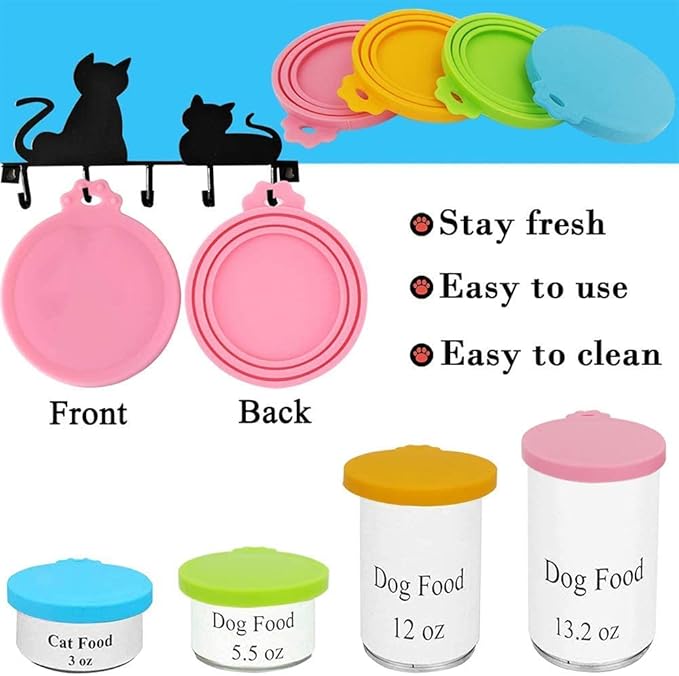 Food Can covers | 6 Pack Silicone Tin Lids for Dog and Cat | Universal BPA Free | One Can Cap Fit Most Standard Size Canned Dog Cat Food