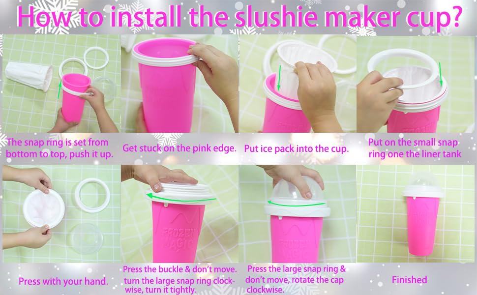 Slushie Maker Cup, Magic Quick Frozen Smoothies Cups for Homemade Milk Shake Ice Cream Maker, Cooling Cup, Double Layer Squeeze Slushy Maker Cups, Birthday Gifts for Friends,Family(Pink)