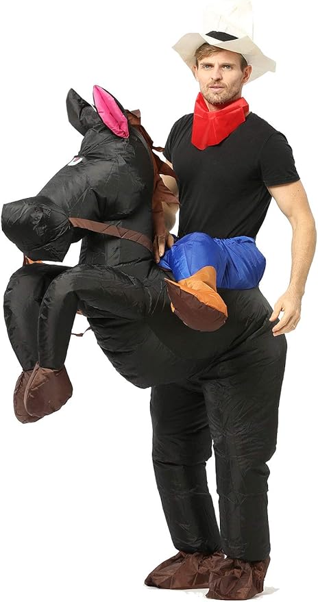 FUNNY COSTUMES Inflatable Riding Horse Costume,Blow Up Suit,One Size Fits Most Adults for Party,Halloween,Carnival