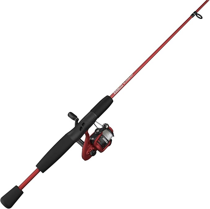 Zebco Slingshot Spinning Reel and Fishing Rod Combo, 2-Piece Medium-Light Durable Fiberglass Rod, Comfortable EVA Handle, ...