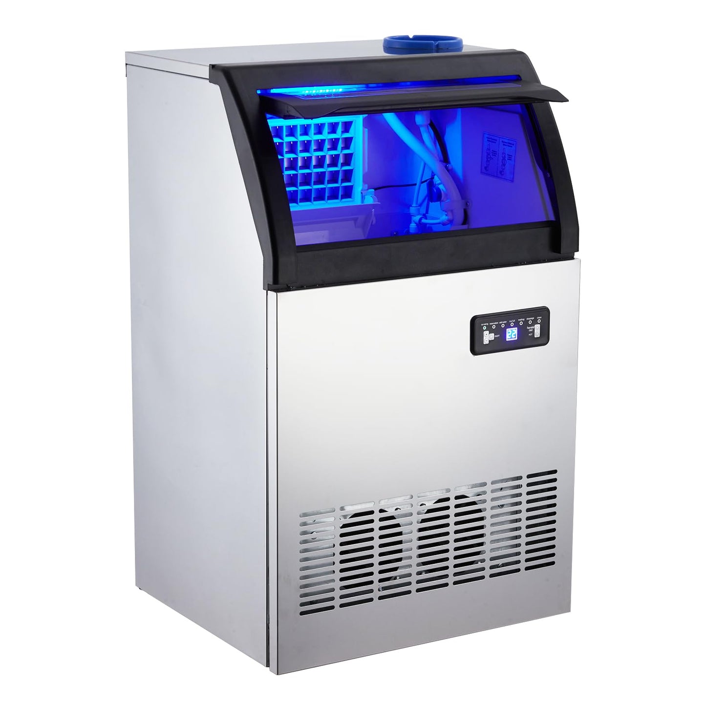 GAOMON Commercial Ice Maker 100 Lbs/24H, Stainless Steel Freestanding Under Counter Ice Machine with 33 Lbs Ice Storage, 2 Water Inlet Modes, for Bar Home Office Restaurant RV