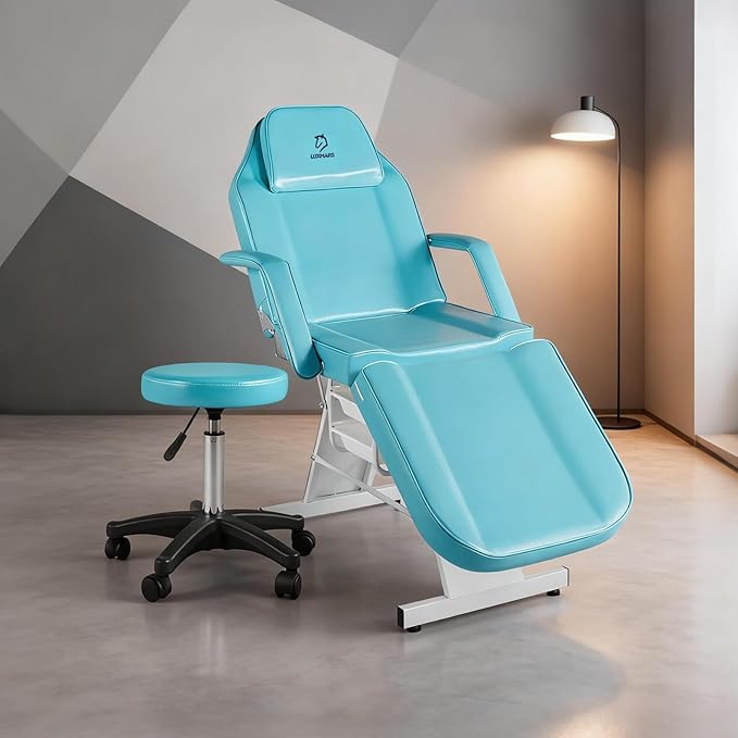 Lash Bed Facial Chair Tattoo Char Massage Table 73in 3-Section Multipurpose Massage Bed Professional Tattoo Table Salon Spa Equipment for Facial Spa Beauty Spa Salon Equipment-Blue
