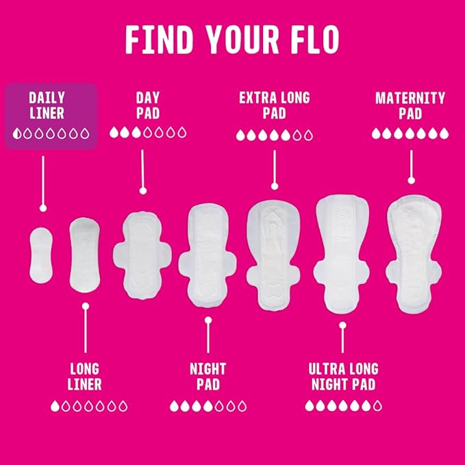 Flo - Daily Liners (44 Pack) Very Light Flow - Wrapped, Ultra-Thin - Natural, Absorbent, Soft & Breathable - Made with Organic Bamboo - Panty Liners for Women - Fragrance Free - Vegan & Cruelty Free