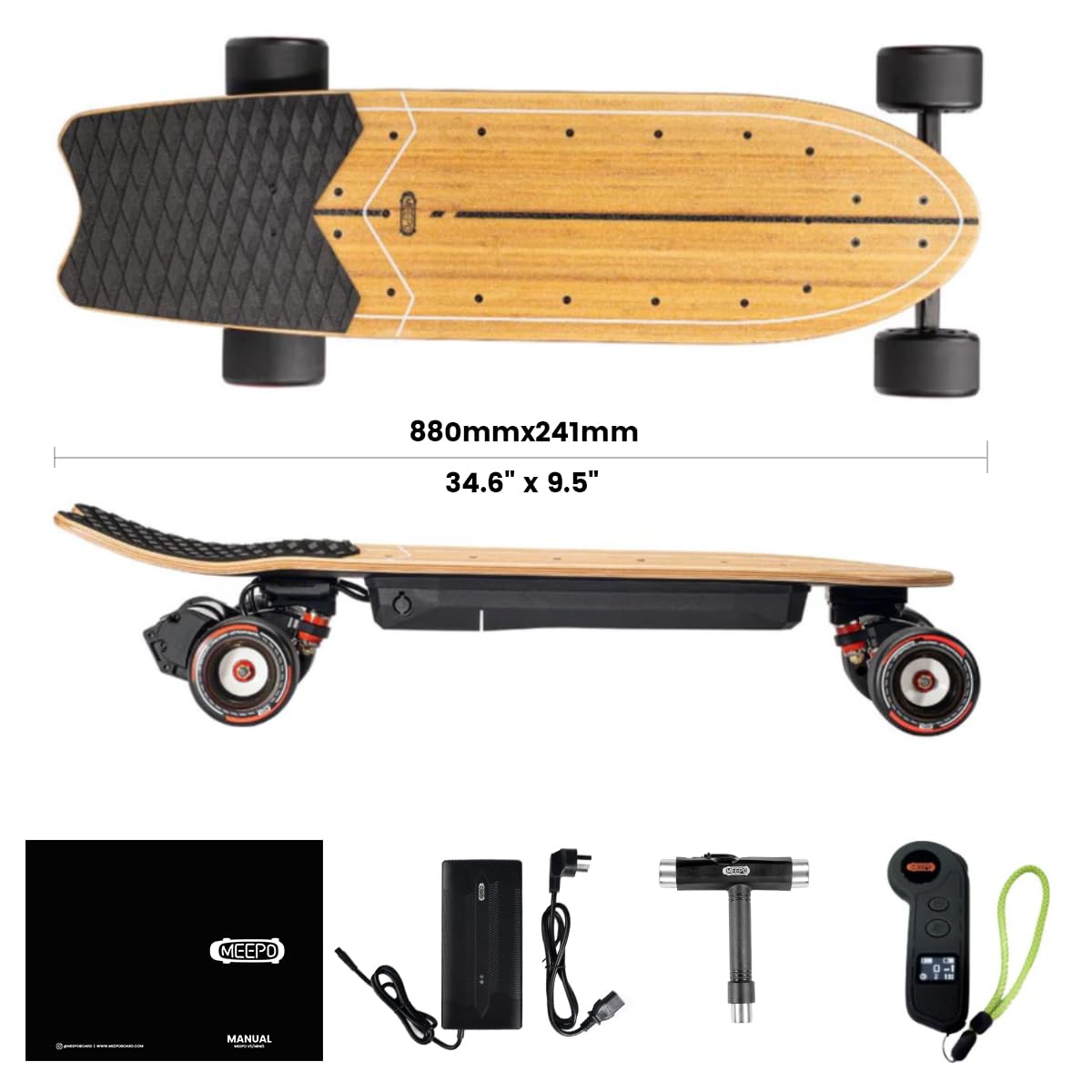 MEEPO Mini Series Electric Skateboard with Remote, Up to 26-32 MPH Top Speed, 11-24Miles Range,330 Pounds Max Load, 30-34 Inches Maple Cruiser for Adults and Teens, Mini5 MINI3 Max Edge Flow