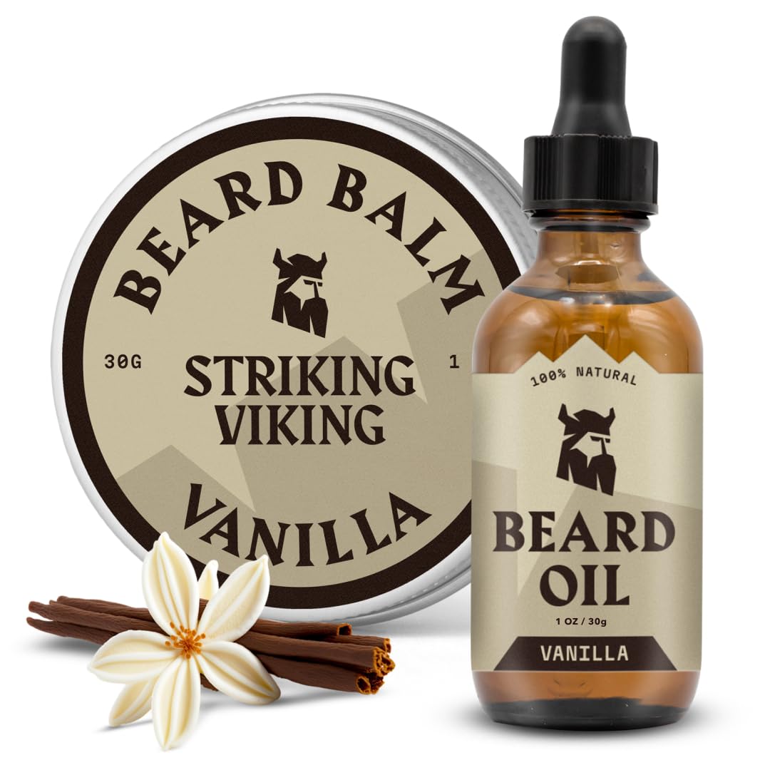 Striking Viking Beard Oil and Balm - Leave in Beard Conditioner - Tames, Styles, Softens, and Moisturizes Beards and Mustache -