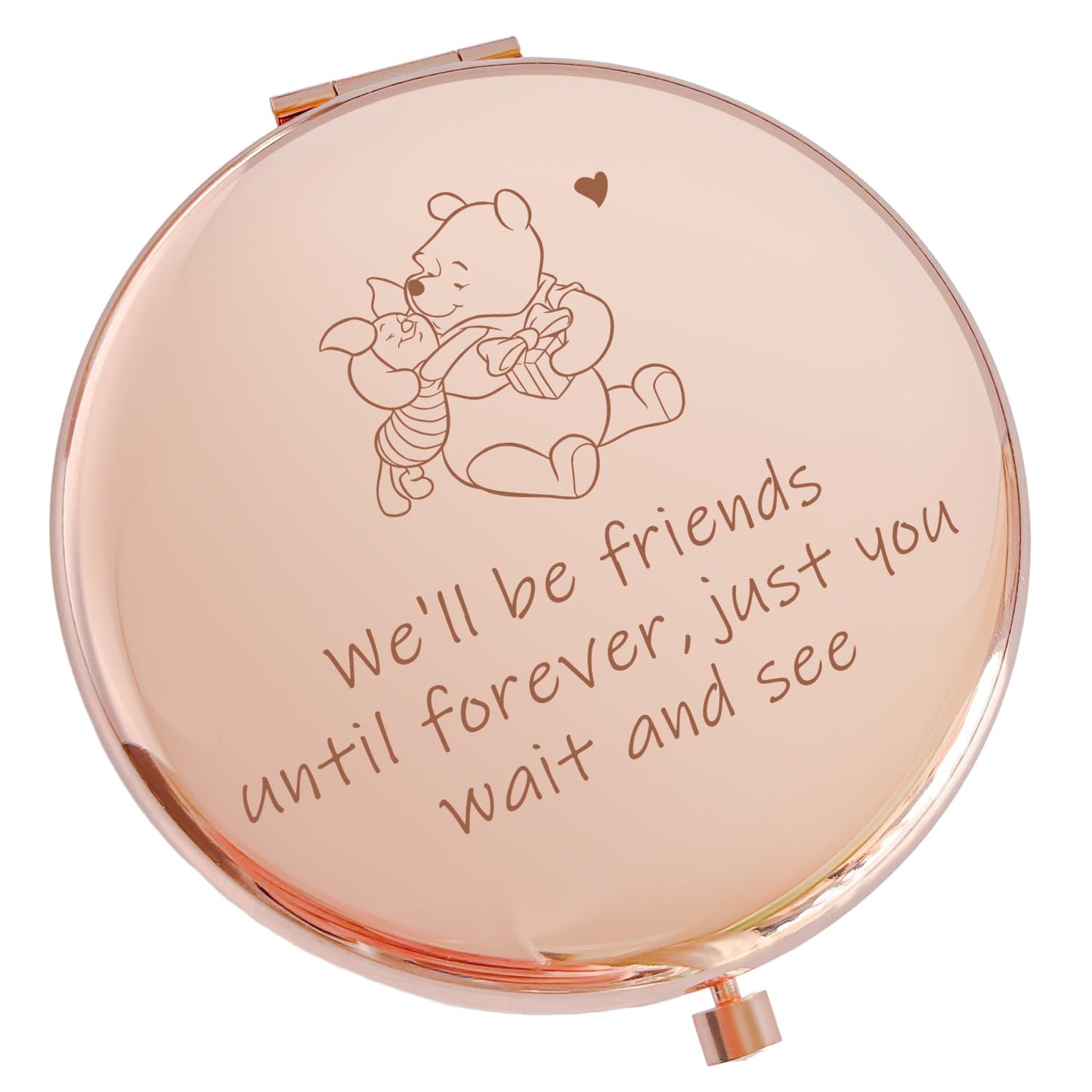 PWHINGN Funny Little Bear We'll be Friends Until Forever Travel Compact Pocket Makeup Mirror, Winnie The Pooh Engraved Compact M