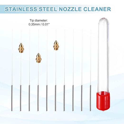 MECCANIXITY 20Pcs 3D Printer Nozzle Cleaning Kit Precision 0.35mm Stainless Steel Cleaner Needles for 3D Printer Clog Removal, Maintenance