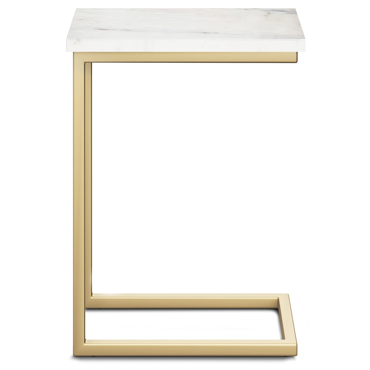 SIMPLIHOME Skyler Metal Table - 18" Wide x 24" High Solid Iron C-Side Table with Genuine White Marble Top in Gold, Contemporary Accent End Table for Living Room or Home Office with Slide-Under Design
