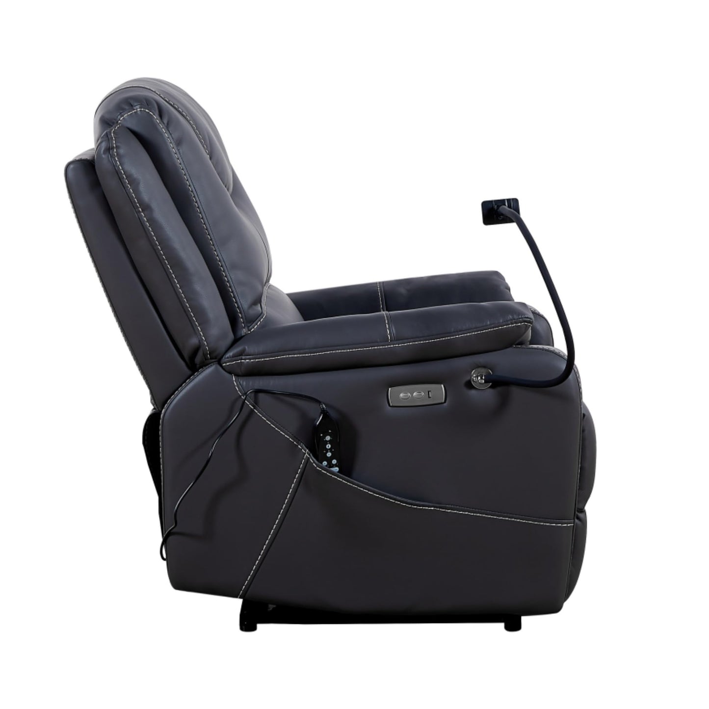 KEIKI Zero Gravity Power Recliner, Electric Recliner with Heat, Massage, Side Pockets, USB Charge Ports, OKIN Motor, Phone Holder for Living Room, Black