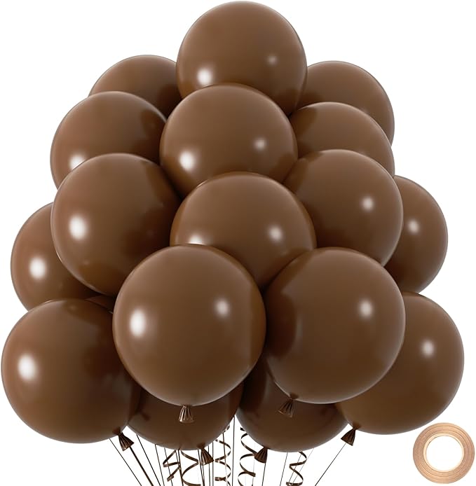 50pcs Brown Balloons, 12inch Dark Brown Latex Neutral Balloons for Birthday Party BOHO Wedding Bear Baby Shower Decoration...