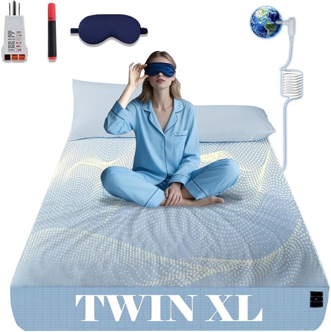 NAGS® Grounding Sheets,Grounding Bedding Sheet, Soft Cotton with Pure Silver Fitted Grounded Sheet for Improved Sleep,Pain Relief (Sky Blue, Twin XL,39 * 80 * 13.5inch)