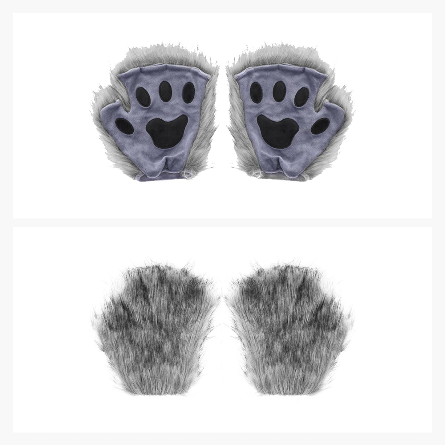 Hyuetrsa Faux Fur Fox Tail Cat Wolf Cosplay Costume Set Furry Orc Mask and Fox Tail Gloves Set Halloween Christmas Party Girls Women, Mask, a Pair of Gloves and a Tail 3-Piece Set