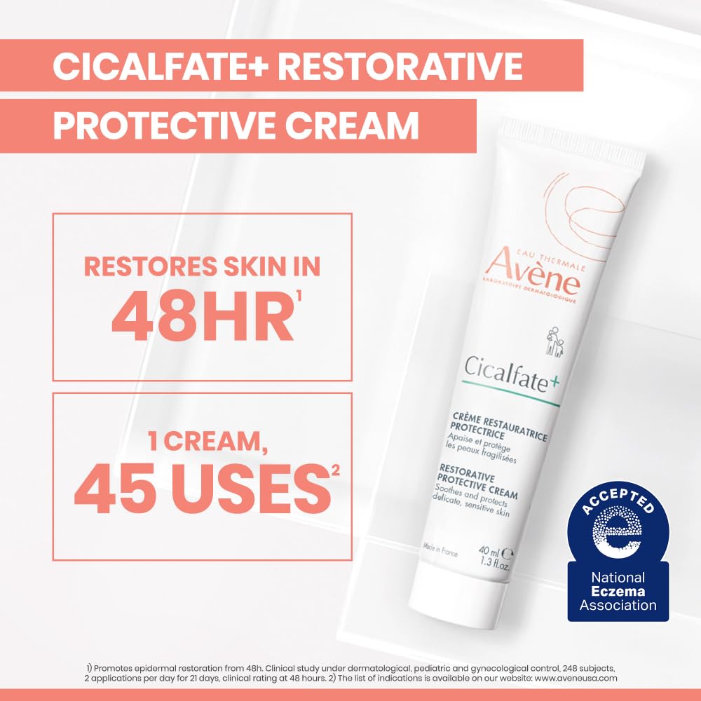 Avène Cicalfate+ Restorative Protective Cream, Face Moisturizer, face cream for sensitive skin, helps restore skin barrier, restorative cream, safe for infants, children and adults, 3.3 Fl Oz