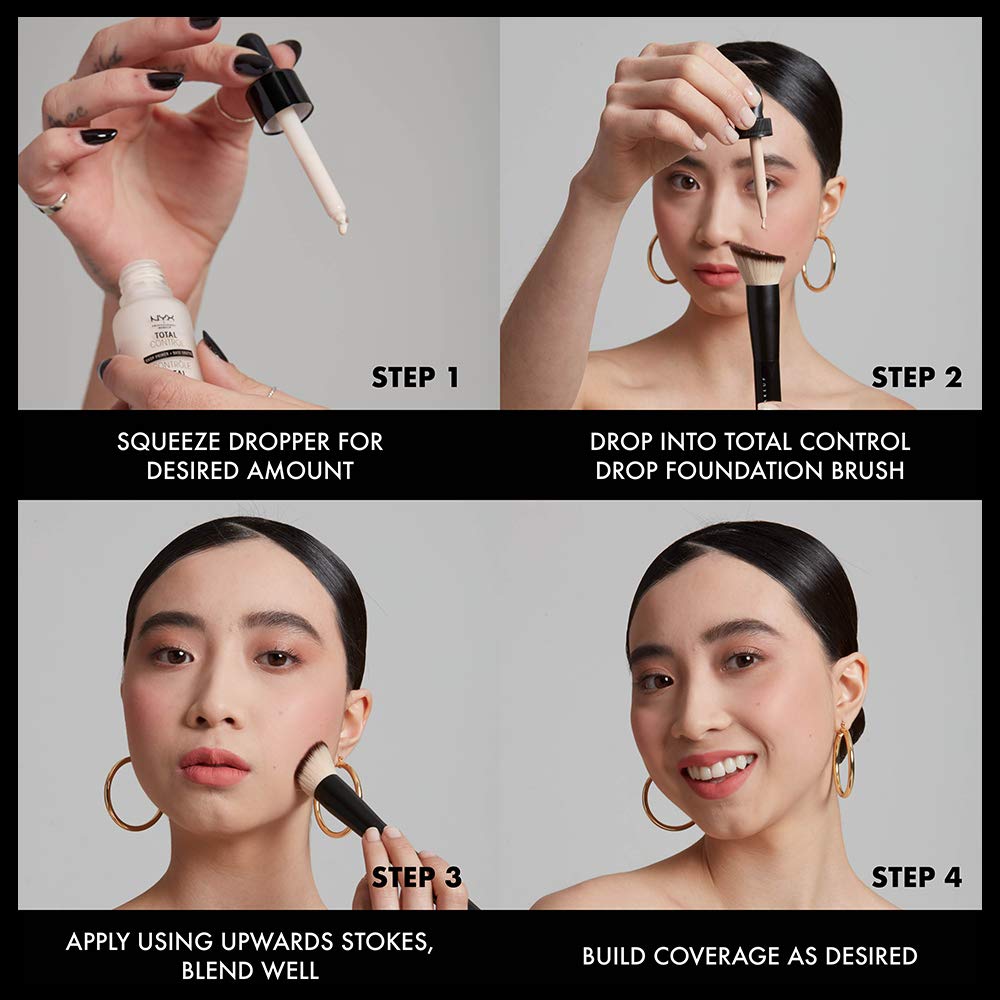 NYX PROFESSIONAL MAKEUP Total Control Pro Drop Foundation, Skin-True Buildable Coverage - Almond