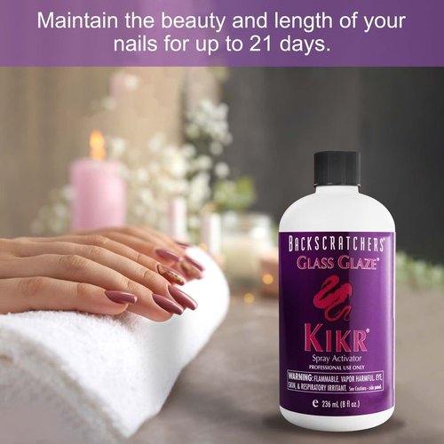 BackScratchers Kikr Spray Activator - Fiberglass Or Silk Wrap Nail Extension Glue - Nail Activator Spray - 8 oz.