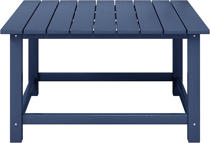 Costaelm Patio Conversation Set, 5 Piece Balcony Furniture, Small Patio Firepit Furniture Outdoor Adirondack Square Coffee Table and Chair for Backyard Lawn Porch Pool Garden, Navy Blue