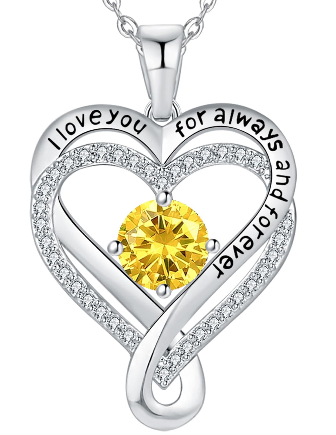Mkhhy Jewelry Gifts for Women Silver Infinity Love Heart Birthstone Necklace Gift for Wife Birthday Anniversary Her Gilfriend Mo