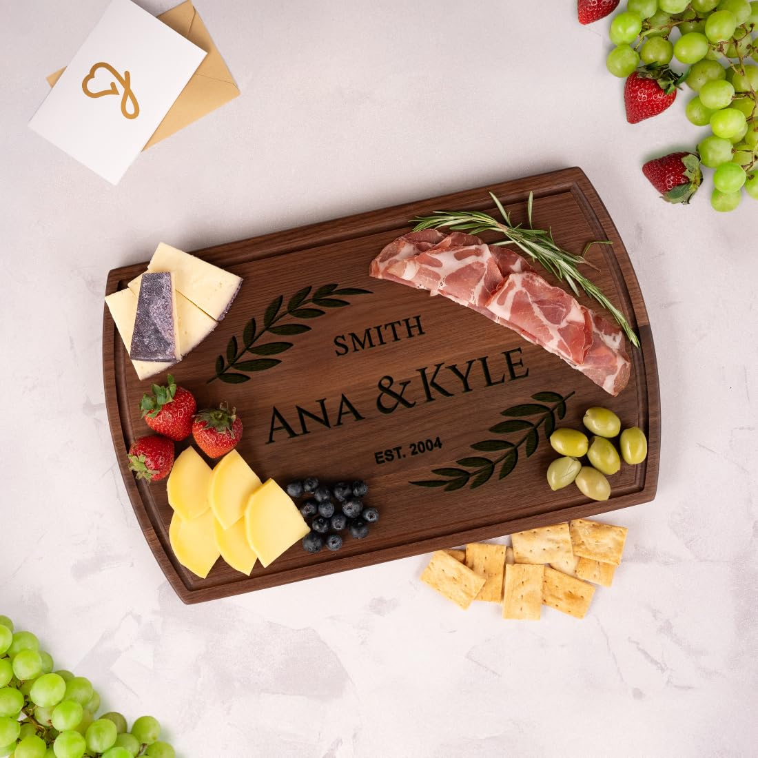 Personalized Wedding Gifts for Couples - Custom Cutting Board, Engraved Wood Charcuterie Board, Bridal Shower & Anniversary Gift, Customized Kitchen Board, Unique Gift Idea for Newlyweds