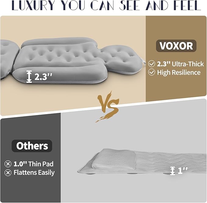 Full Body Bath Pillow for Bathtub, Thick Bathtub Cushion with Laundry Bag, Luxury Tub Pillow for Bath for Headrest Neck and Back Support Gray 60" x 16"