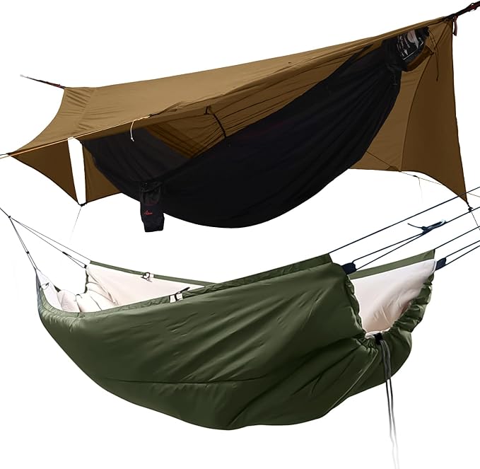 11Ft All-in-one Hammock Tent with Underquilt, Warm Insulation Ultralight 4 Season Under Quilt for Hammocks, Portable for H...