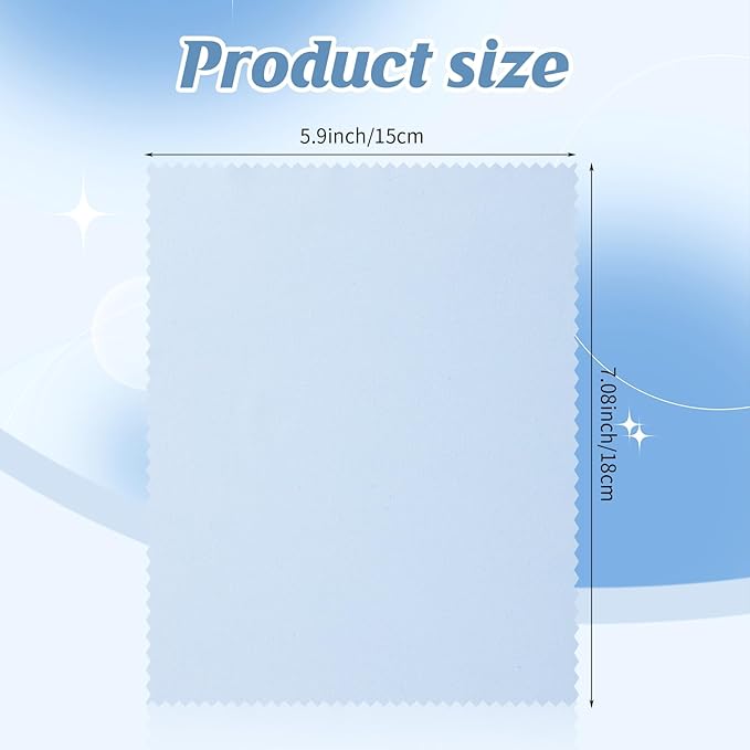 Treela 200 Pcs Microfiber Glasses Cleaning Cloth 6 x 7'' Eyeglasses Cleaner Wipes Lens Screen Cleaning Cloth for Glasses, Cameras Lens, Cell Phone, LCD TV Screens, Laptops, Tablets(Light Blue)