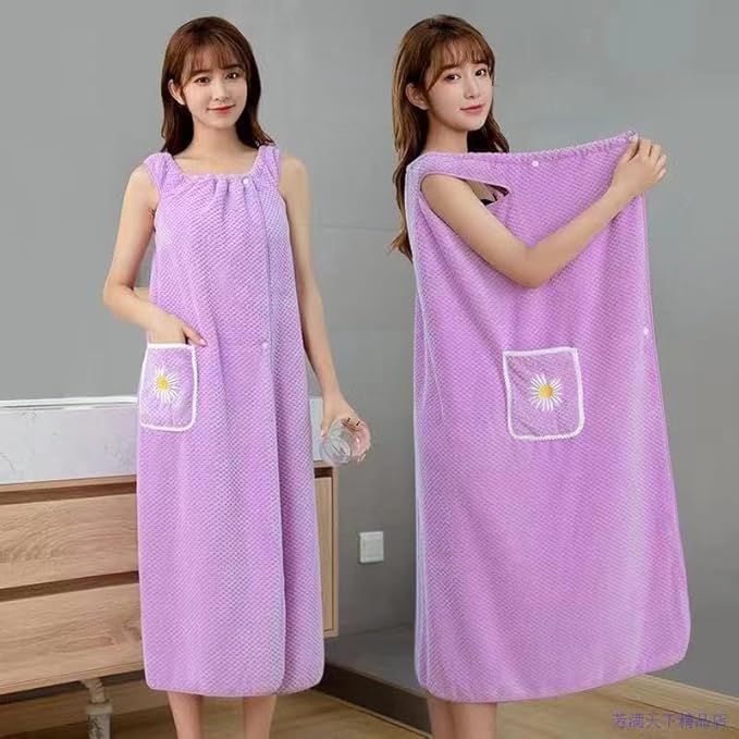 Women’s Soft Wrap Towel, Wearable Bath Robe Super Absorbent & Quick Dry Spa Bathrobes Lightweight for Sauna Beach Pool(39"...