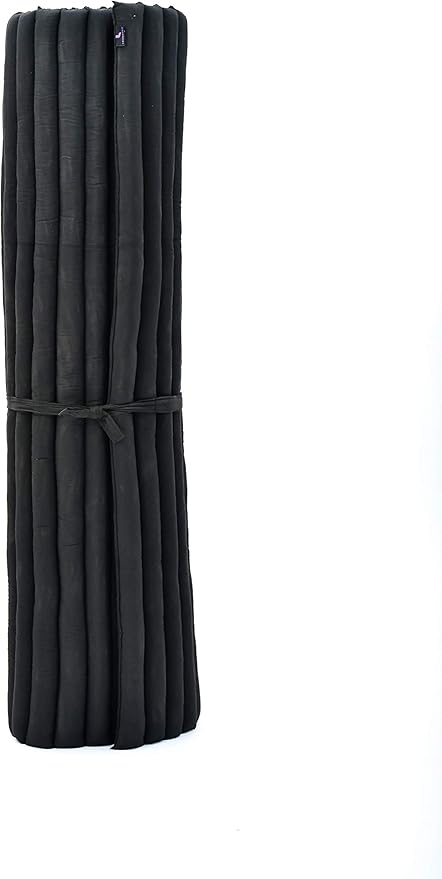 Leewadee - Foldable Floor Mattress - Japanese Roll Up Futon -Trifold Tatami Mat- Guest Floor Bed - Camping Mattress - Thai Massage Mat, Kapok Filled, 75 x 57 inches, Black