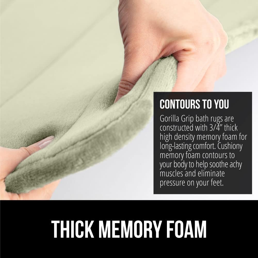GORILLA GRIP Memory Foam Bath Mat, Soft Absorbent US Designed Bathroom Rug, Gripping Dots Machine Washable Bathmat, Cushioned Floor Mats, Shower Sink Rugs Room Décor Accessories, 36x24 Sage
