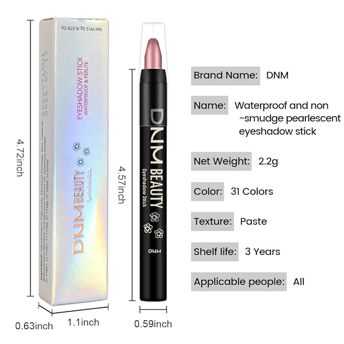 Gold Rose Shimmer Cream Eye Shadow Stick Makeup for Women, Shimmer Eyeliner Pencil Eyeshadow Brightener Stick for Eyes, Waterproof Eyeshadow Applicator Blendable sombras para ojos 63#