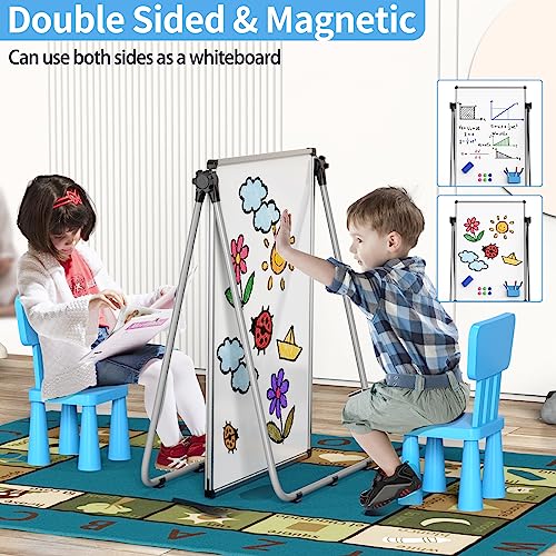 UIFER Double Sided White Board with Stand - 40x28 Portable Whiteboard Easel with Height Adjustable & 360° Rotation for Hom...