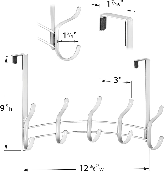 LYNK Professional® Home™ Over Door Hooks Rack - 10 Hook Over Door Hanger - Over Door Towel Rack - Hanging Towels or Clothes - for Bathroom, Bedroom or Laundry Room – Lifetime Ltd. Warranty - White