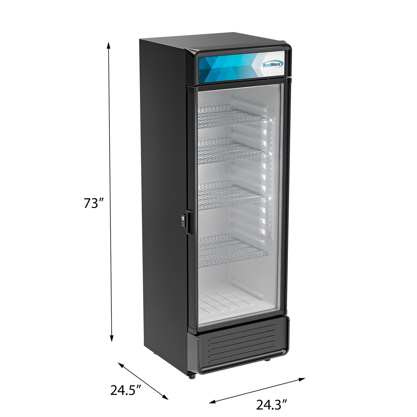 KoolMore Commercial One Glass Door Display Upright Beverage Refrigerator Cooler Merchandiser - 12 Cu. Ft [Black] (MDR-1GD-12C)