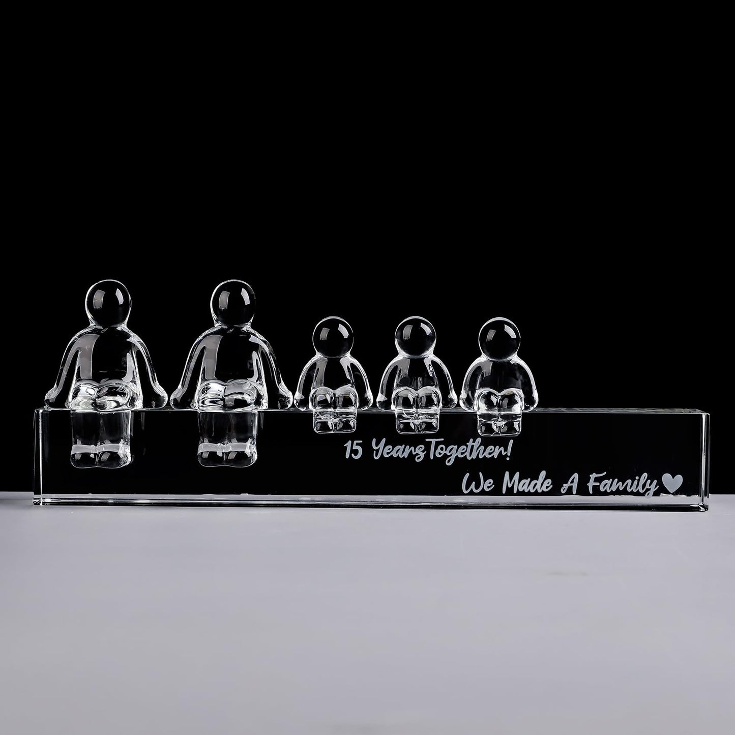 Crystal 15th Anniversary Wedding Gifts for Her Wife,15 Years for Him Husband - 15 Years Together We Made A Family Glass Ornament (3 Children)
