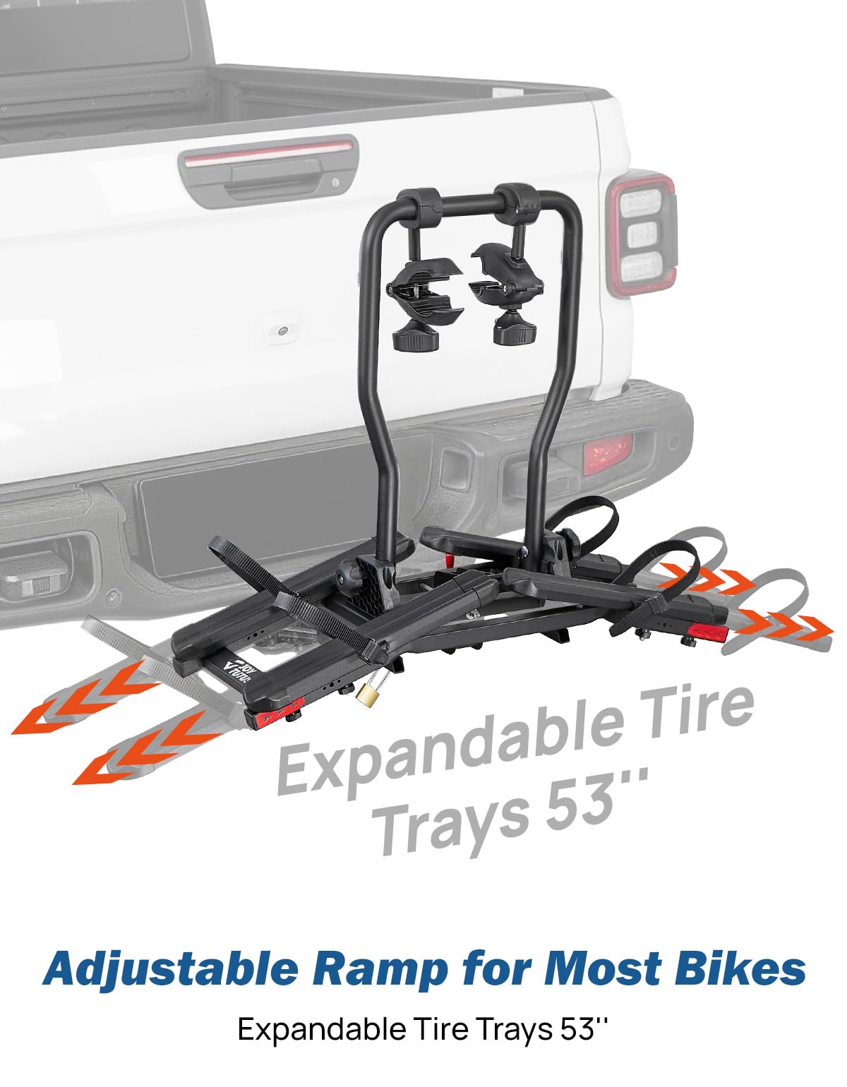 JOYTUTUS Compact & Lightweight 2-Bike Hitch Bike Rack, 100 LBS Capacity for Car SUV Truck with 1¼/2” Receiver, Easy Install Tilting Folding Anti-Wobble Bike Carrier, Fits Most Wheelbases(Max 53'')